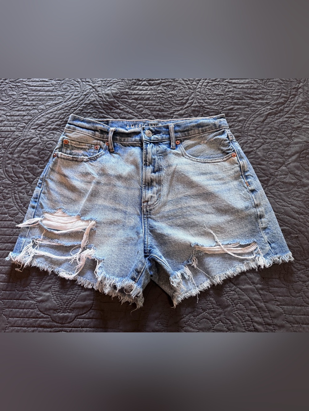 American Eagle Outfitters Light Wash Distressed Denim Jean Shorts